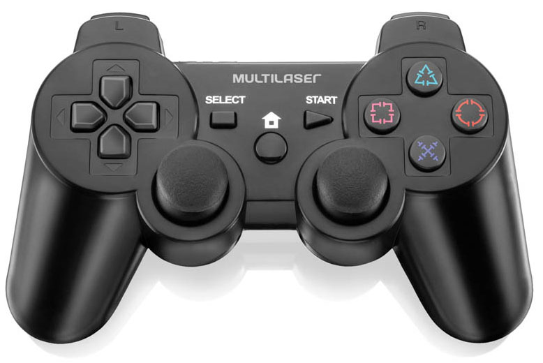 Joystick Multilaser JoyPad Dual Shock Sem Fio Para PS2 PS3 E PC