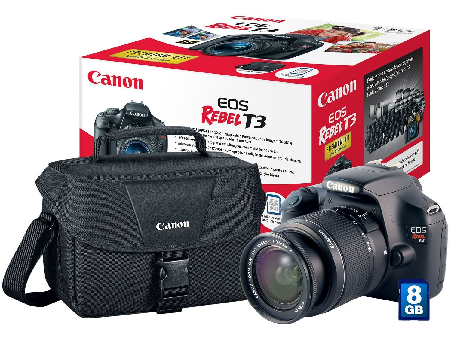 Cámara Fotográfica Digital Canon EOS Rebel T3, 12.2 MP, Video HD.