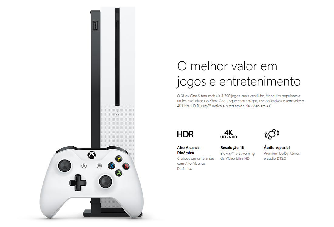 Console Xbox One S - 1TB + 3 meses de Gold + 3 meses de Gamepass (Versão  Nacional)